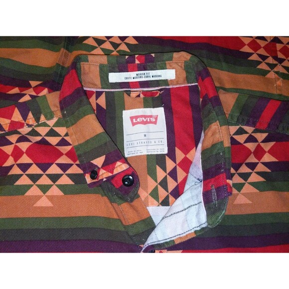 LEVI'S MEN'S INDIAN BLANKET SOUTHWEST NAVAJO AZTEC SHIRT Serape SZ Medium M - Picture 5 of 6